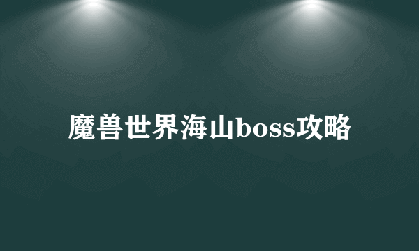 魔兽世界海山boss攻略