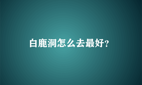 白鹿洞怎么去最好？