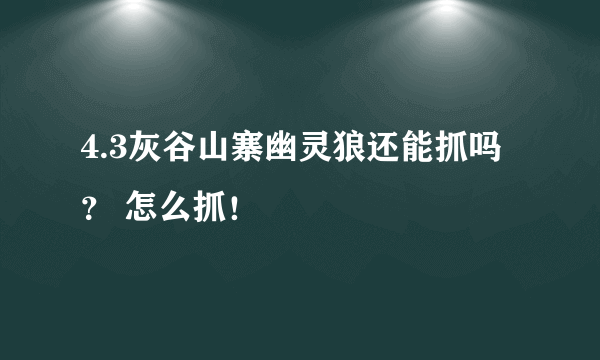 4.3灰谷山寨幽灵狼还能抓吗？ 怎么抓！