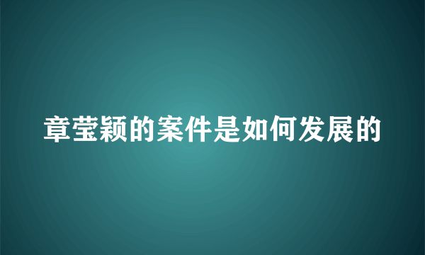 章莹颖的案件是如何发展的