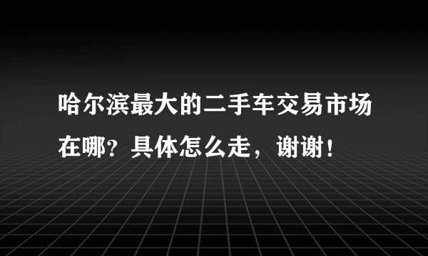 哈尔滨最大的二手车交易市场在哪？具体怎么走，谢谢！