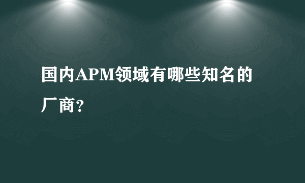 国内APM领域有哪些知名的厂商？