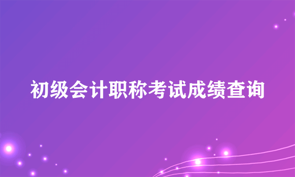 初级会计职称考试成绩查询