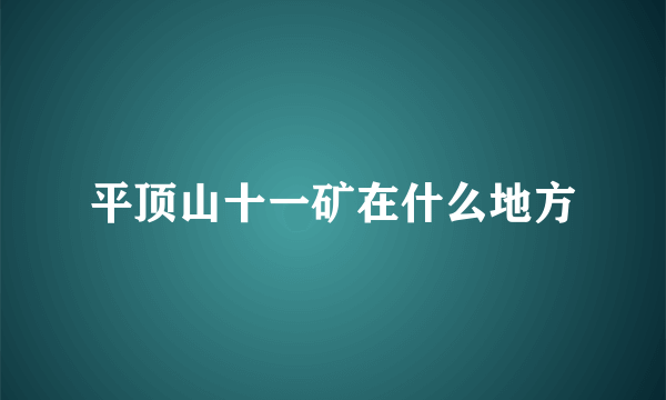 平顶山十一矿在什么地方