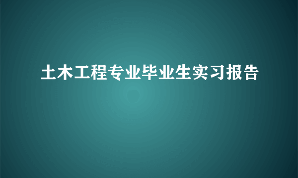 土木工程专业毕业生实习报告