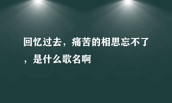 回忆过去，痛苦的相思忘不了，是什么歌名啊