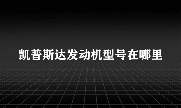 凯普斯达发动机型号在哪里