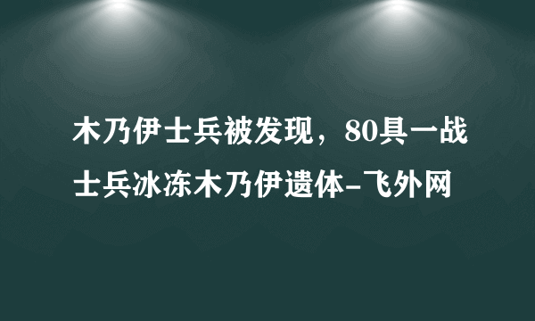 木乃伊士兵被发现，80具一战士兵冰冻木乃伊遗体-飞外网