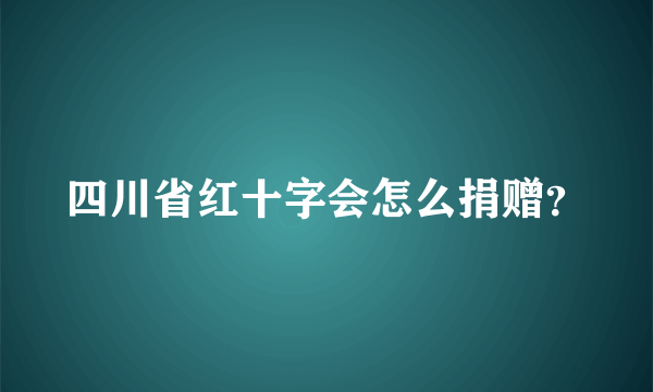 四川省红十字会怎么捐赠？
