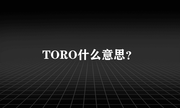 TORO什么意思？
