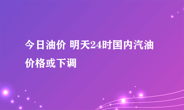 今日油价 明天24时国内汽油价格或下调