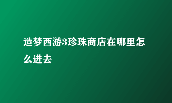 造梦西游3珍珠商店在哪里怎么进去