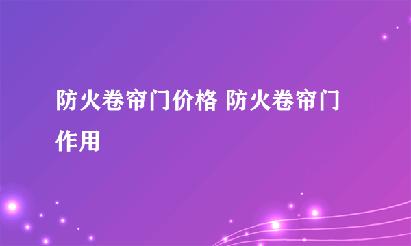 防火卷帘门价格 防火卷帘门作用