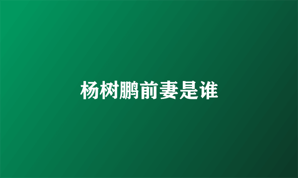 杨树鹏前妻是谁