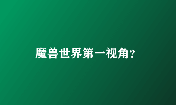 魔兽世界第一视角？