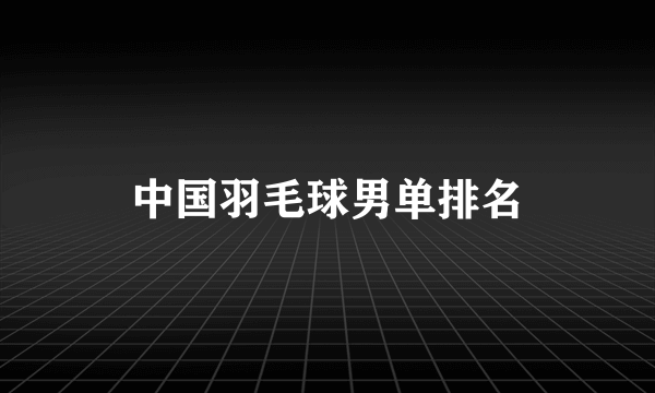 中国羽毛球男单排名