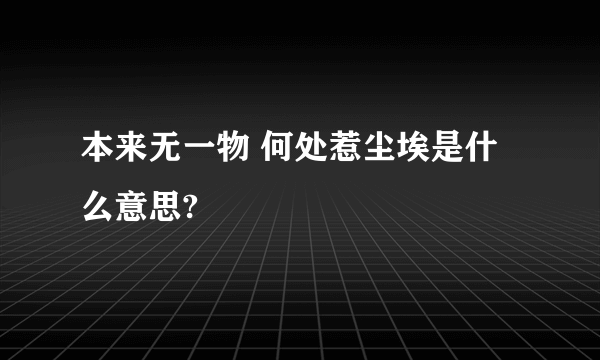 本来无一物 何处惹尘埃是什么意思?