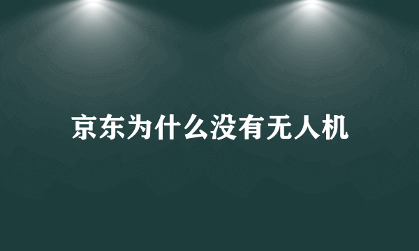 京东为什么没有无人机