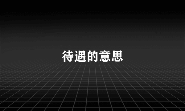待遇的意思