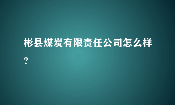 彬县煤炭有限责任公司怎么样？