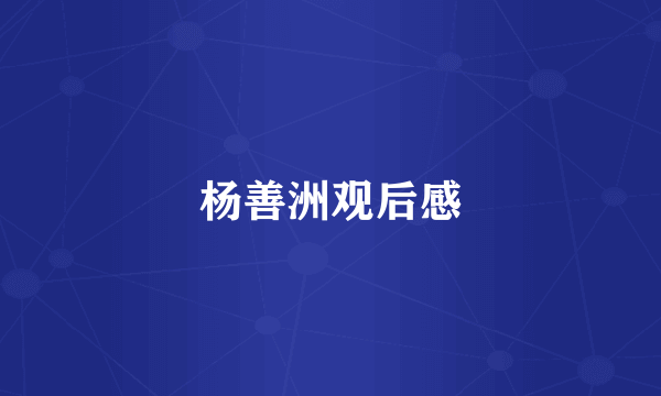 杨善洲观后感