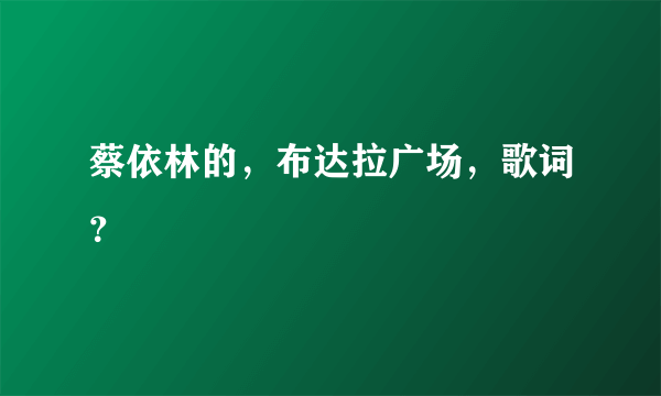 蔡依林的，布达拉广场，歌词？