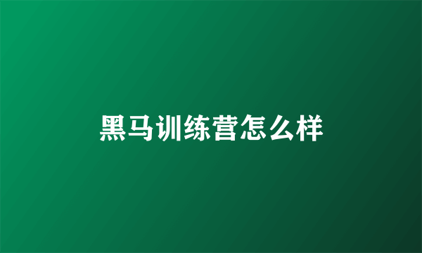 黑马训练营怎么样