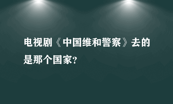 电视剧《中国维和警察》去的是那个国家？