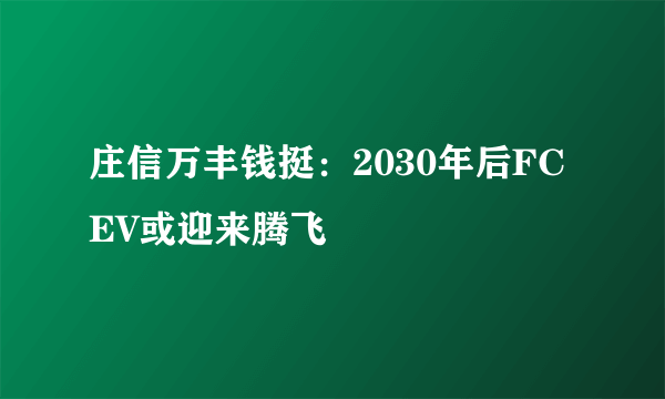 庄信万丰钱挺：2030年后FCEV或迎来腾飞