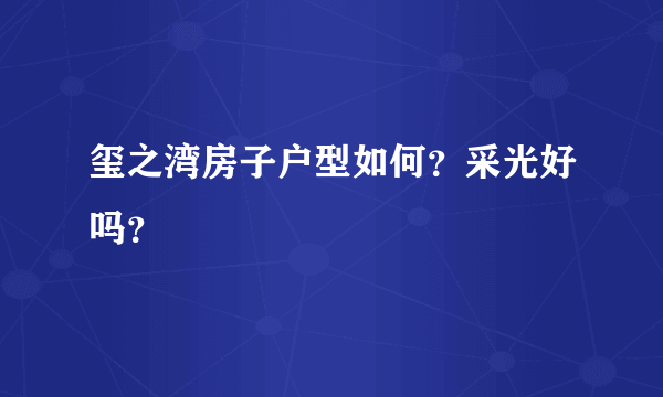 玺之湾房子户型如何？采光好吗？