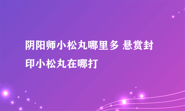 阴阳师小松丸哪里多 悬赏封印小松丸在哪打