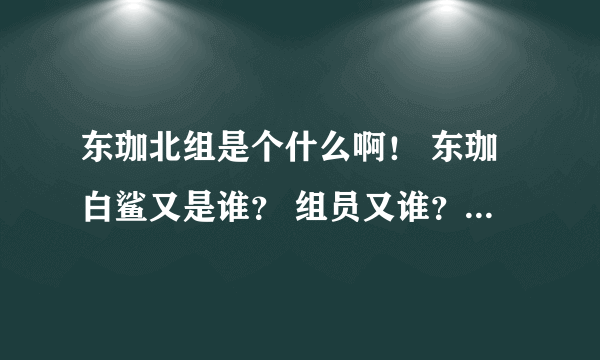 东珈北组是个什么啊！ 东珈白鲨又是谁？ 组员又谁？ 谢~！