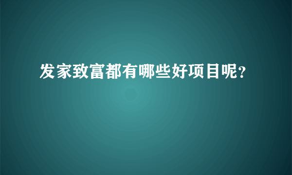 发家致富都有哪些好项目呢？