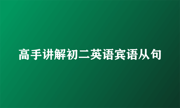 高手讲解初二英语宾语从句