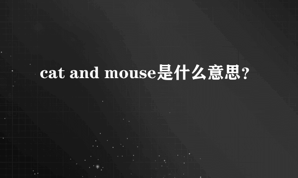cat and mouse是什么意思？