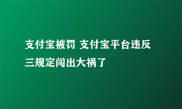 支付宝被罚 支付宝平台违反三规定闯出大祸了