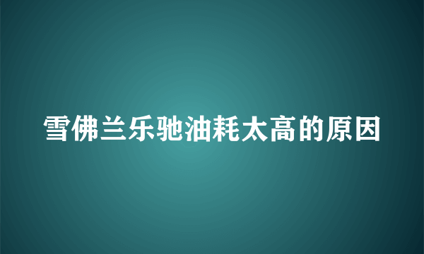雪佛兰乐驰油耗太高的原因
