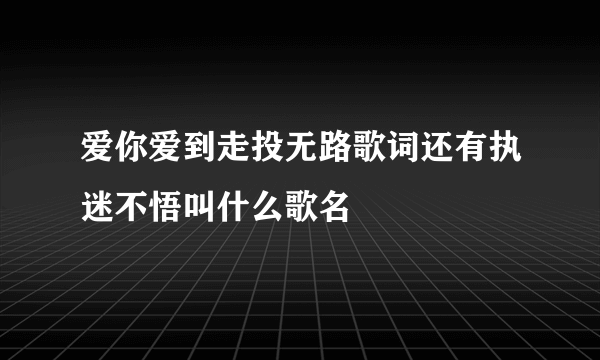 爱你爱到走投无路歌词还有执迷不悟叫什么歌名