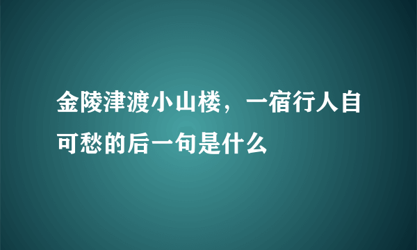 金陵津渡小山楼，一宿行人自可愁的后一句是什么