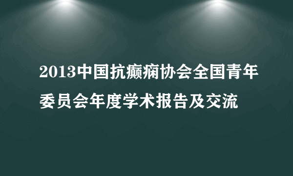 2013中国抗癫痫协会全国青年委员会年度学术报告及交流