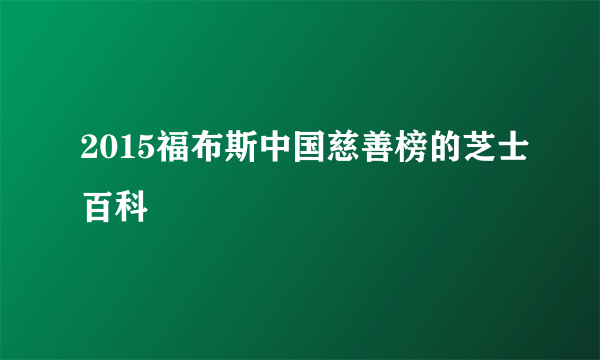 2015福布斯中国慈善榜的芝士百科