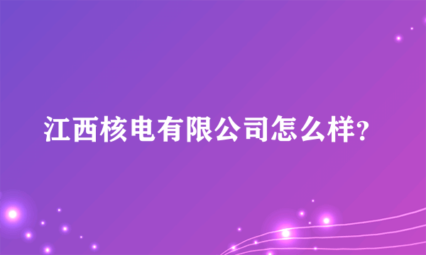 江西核电有限公司怎么样？