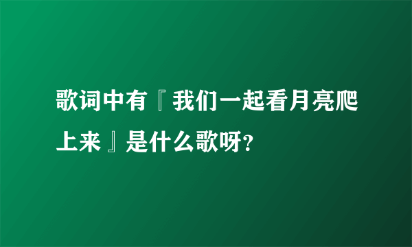 歌词中有『我们一起看月亮爬上来』是什么歌呀？