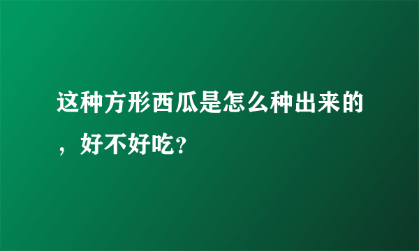 这种方形西瓜是怎么种出来的，好不好吃？