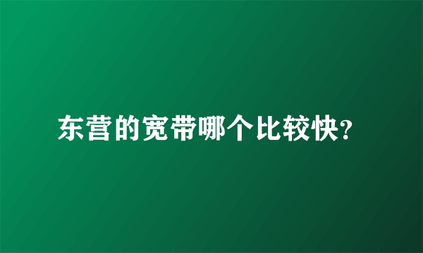 东营的宽带哪个比较快？