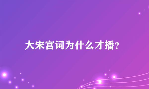 大宋宫词为什么才播？