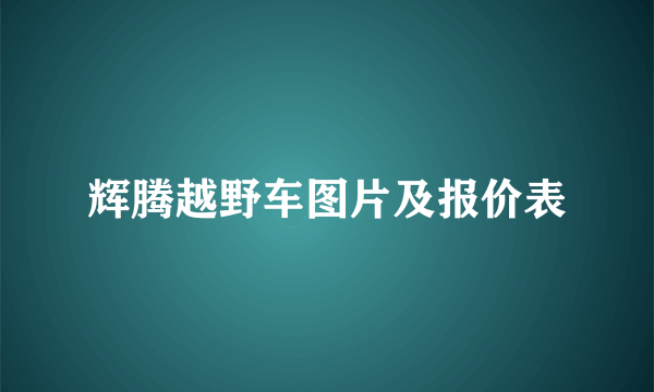 辉腾越野车图片及报价表