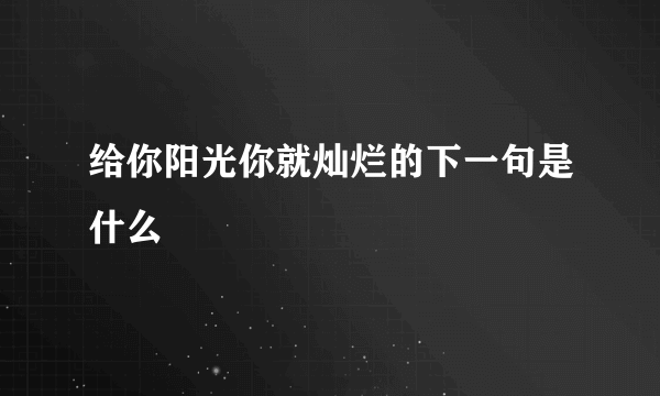 给你阳光你就灿烂的下一句是什么