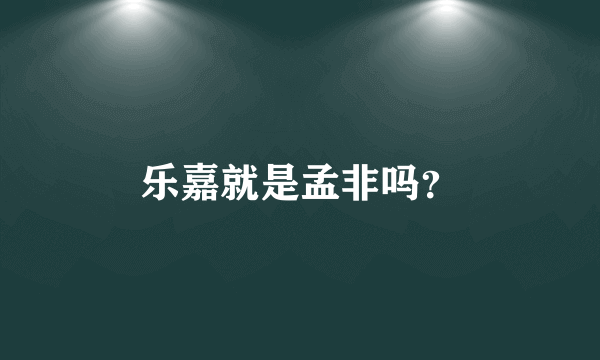 乐嘉就是孟非吗？