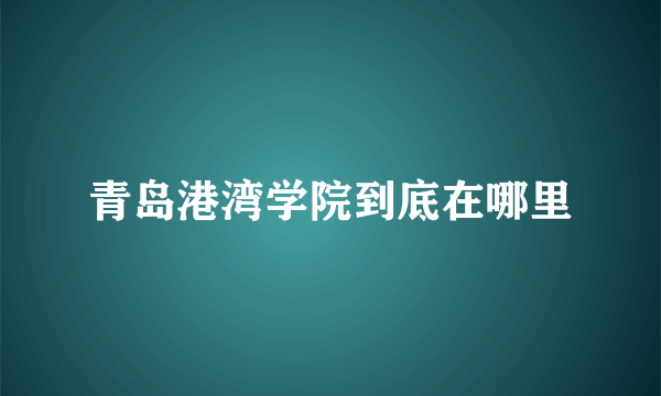 青岛港湾学院到底在哪里